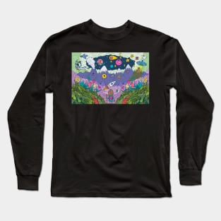 Creepy colorful creatures background Long Sleeve T-Shirt